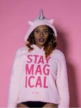 Magic Pink Plush Unicorn Hood with Horn and Ears